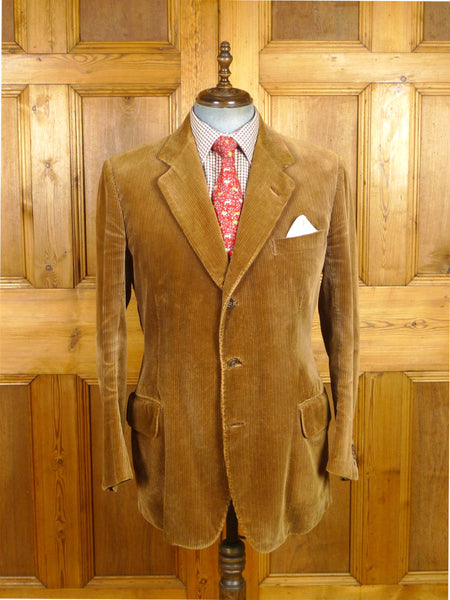 26/0496 wonderful 1977 vintage davies & son savile row bespoke brown corduroy sports jacket blazer 44 regular to long