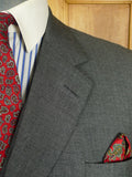 26/0497 near immaculate 2013 henry poole savile row bespoke grey pick weave 3-piece worsted suit 46 extra long