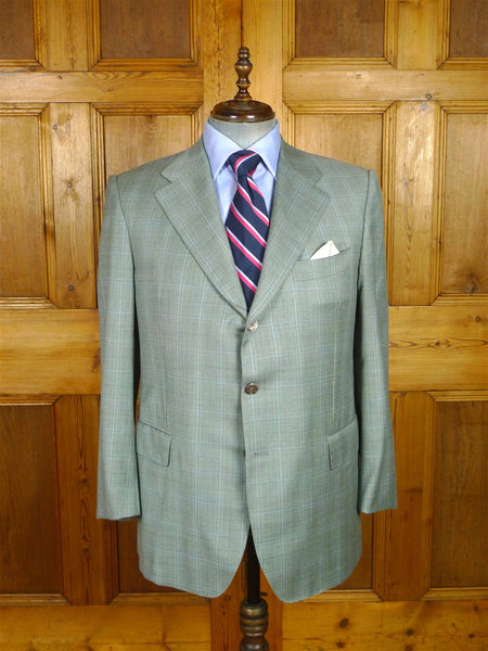 26/0499 immaculate gio genco mayfair italian handmade grey / blue check wool & cashmere sports jacket blazer 41 short to regular