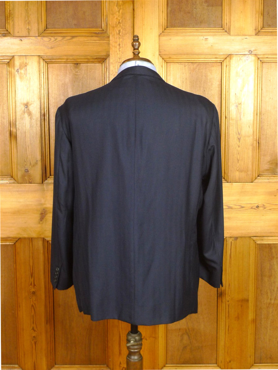 26/0513 maurice sedwell 2003 savile row bespoke dark navy blue herringbone worsted d/b blazer 46 short to regular