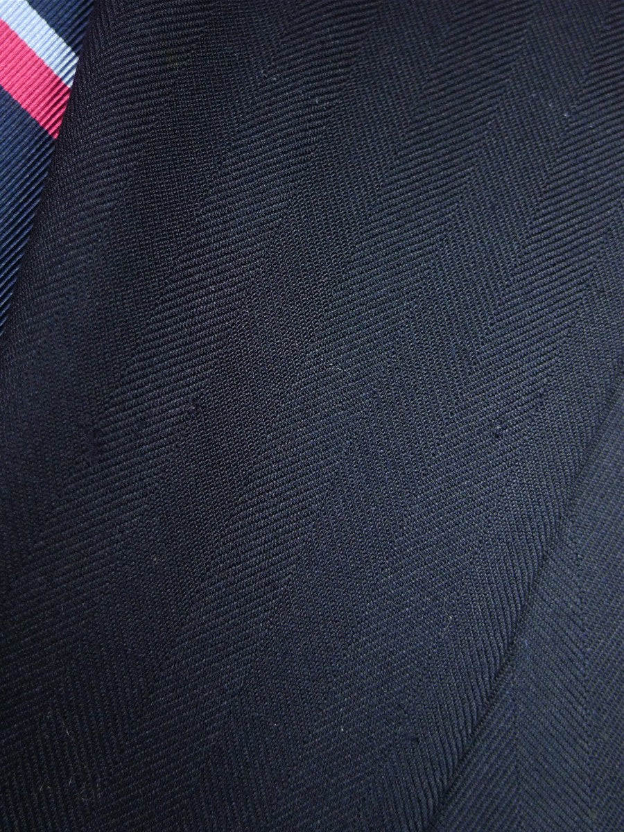 26/0513 maurice sedwell 2003 savile row bespoke dark navy blue herringbone worsted d/b blazer 46 short to regular