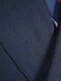 26/0513 maurice sedwell 2003 savile row bespoke dark navy blue herringbone worsted d/b blazer 46 short to regular
