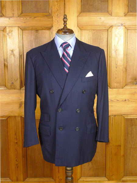 26/0516 immaculate  2013 maurice sedwell savile row bespoke luxury twill mid navy blue d/b blazer 45 short