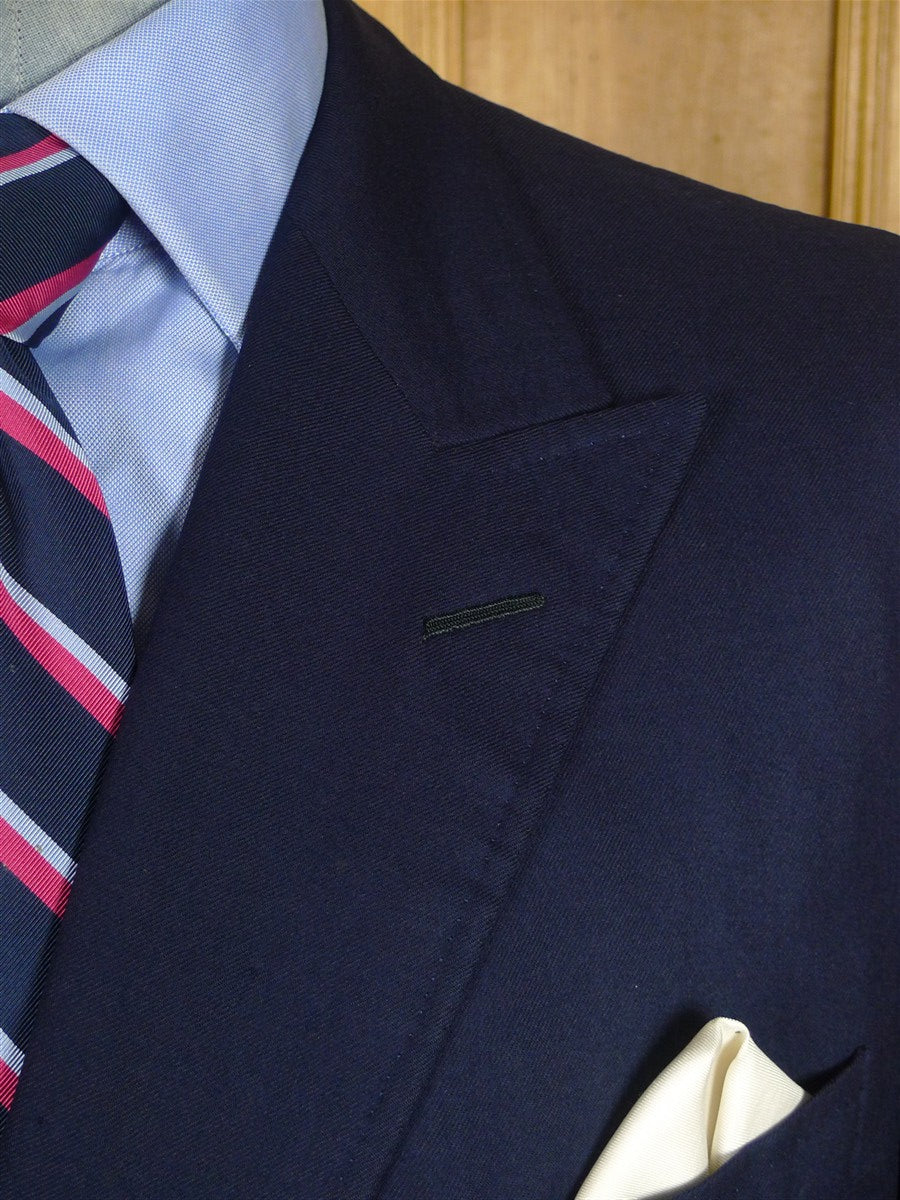 26/0516 immaculate  2013 maurice sedwell savile row bespoke luxury twill mid navy blue d/b blazer 45 short