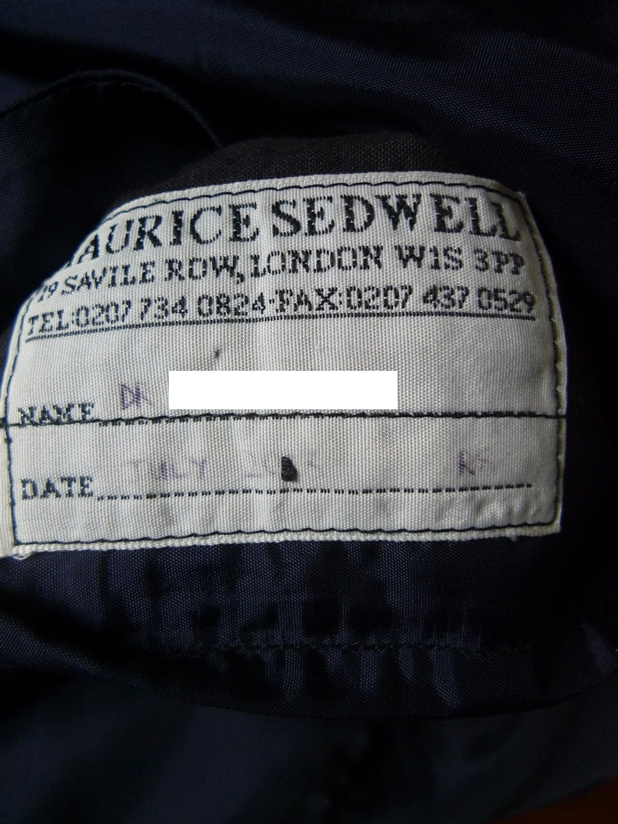 26/0516 immaculate  2013 maurice sedwell savile row bespoke luxury twill mid navy blue d/b blazer 45 short
