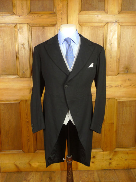 26/0528 vintage 1940s 1950s black wool morning coat for royal ascot / wedding 38 short