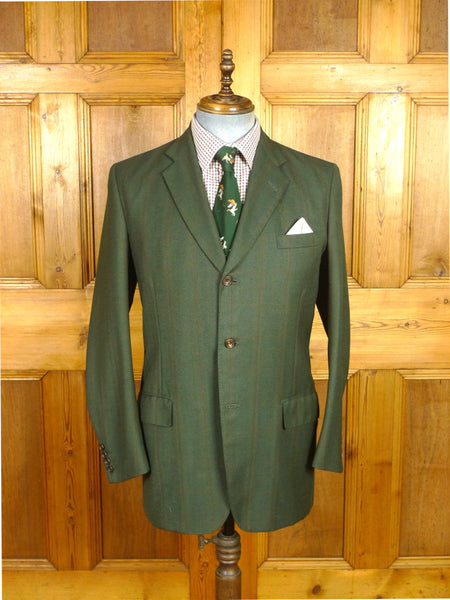 26/0518 immaculate vintage norton & sons savile row bespoke dark green / red & amber wp check tweed jacket 40 long
