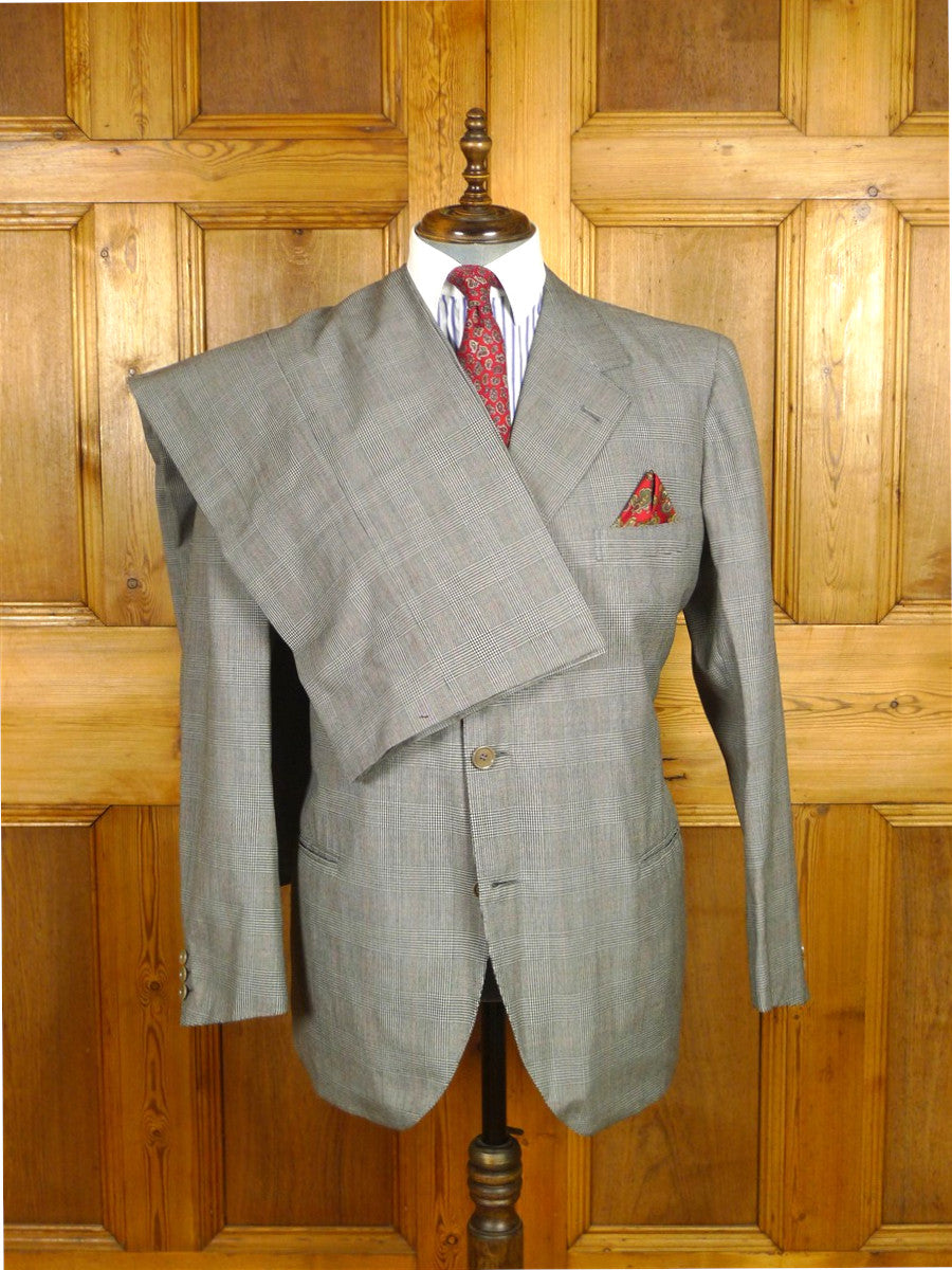 26/0519 very rare vintage 1976 caraceni of milan bespoke grey / red prince of wales check worsted suit 46 short to regular