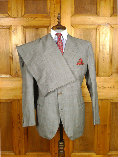 26/0519 very rare vintage 1976 caraceni of milan bespoke grey / red prince of wales check worsted suit 46 short to regular
