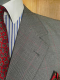 26/0519 very rare vintage 1976 caraceni of milan bespoke grey / red prince of wales check worsted suit 46 short to regular
