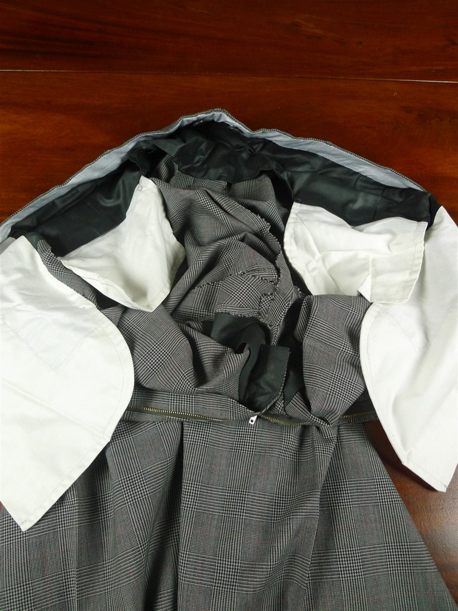 26/0519 very rare vintage 1976 caraceni of milan bespoke grey / red prince of wales check worsted suit 46 short to regular