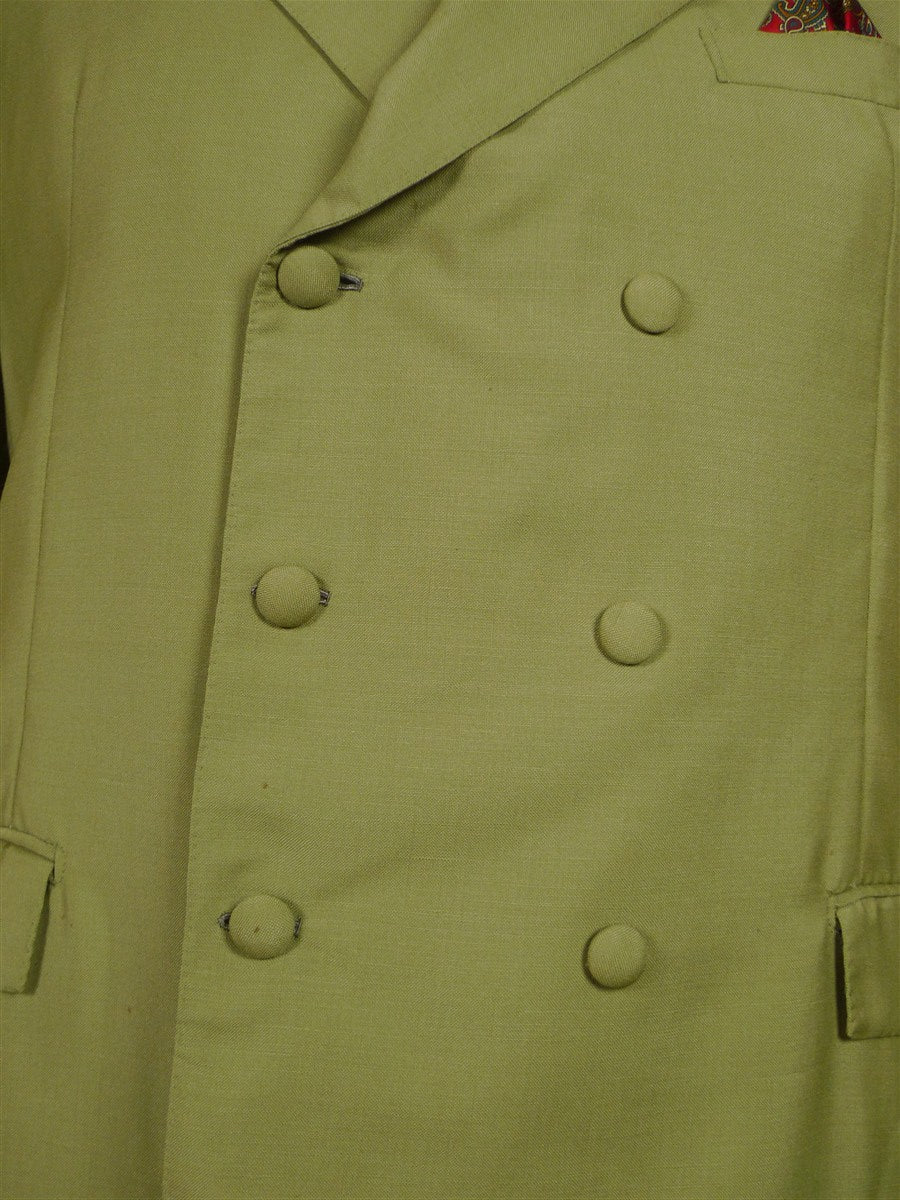 26/0520 beautiful 1960s madrid vintage khaki green 3/3 d/b mohair suit 44 regular