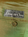 26/0520 beautiful 1960s madrid vintage khaki green 3/3 d/b mohair suit 44 regular