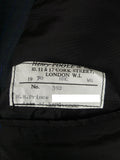 26/0521 vintage 1970 henry poole savile row bespoke charcoal grey / royal blue pin-stripe worsted & mohair suit 45 regular