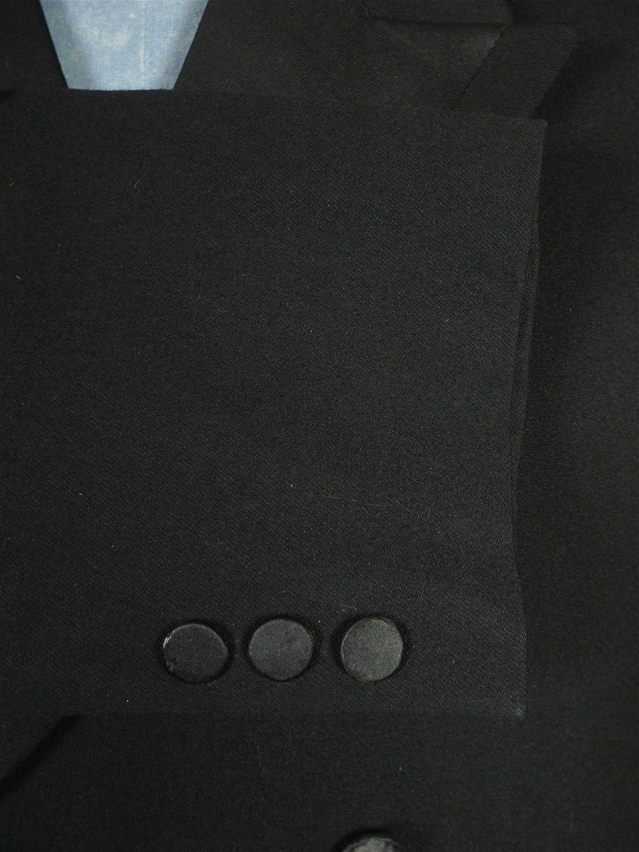 26/0538 genuine antique black wool d/b frock coat w/ beautiful detailing 42 short