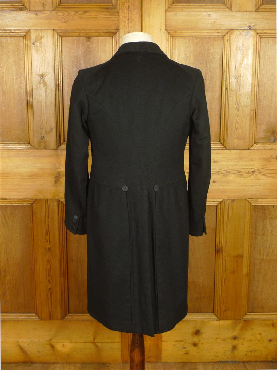 26/0540 genuine antique black wool d/b frock coat w/ beautiful detailing 36 short