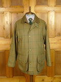 26/0546 mint nearly new chrysalis green / graph check tweed shooting jacket field coat w/ all weather membrane 46