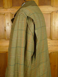 26/0546 mint nearly new chrysalis green / graph check tweed shooting jacket field coat w/ all weather membrane 46