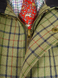 26/0544 near immaculate chrysalis green graph check tweed shooting jacket field coat w/ all weather membrane 44-45