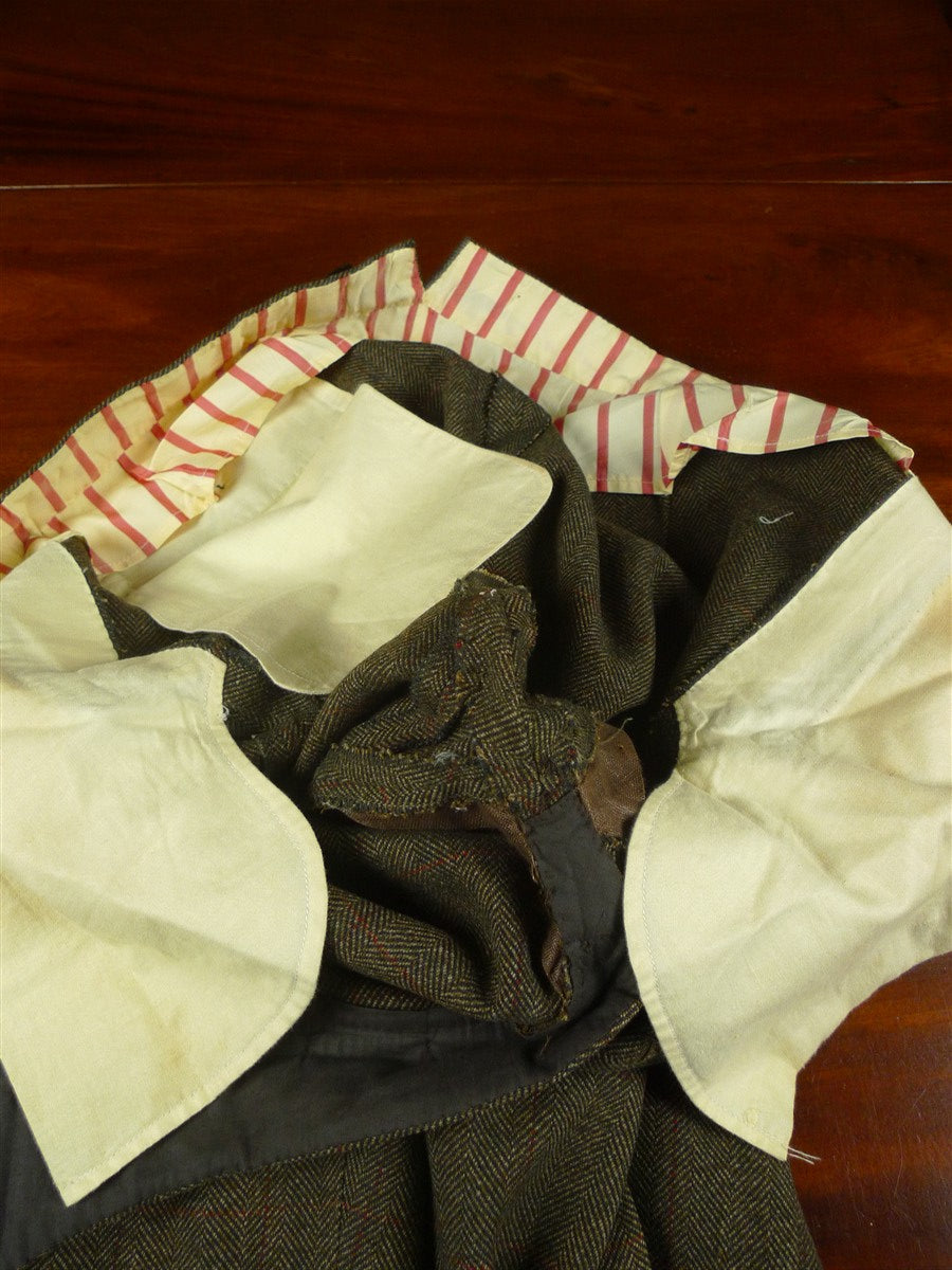 26/0550 immaculate 1983 vintage tom brown savile row bespoke brown / red wp check herringbone country trouser 36-40
