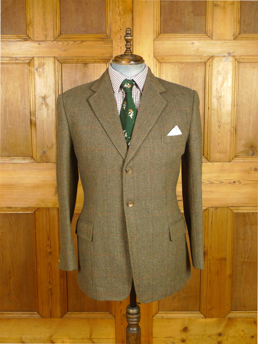 26/0552 vintage 1983 tom brown savile row bespoke brown / red wp check tweed jacket for restoration 41-42 regular
