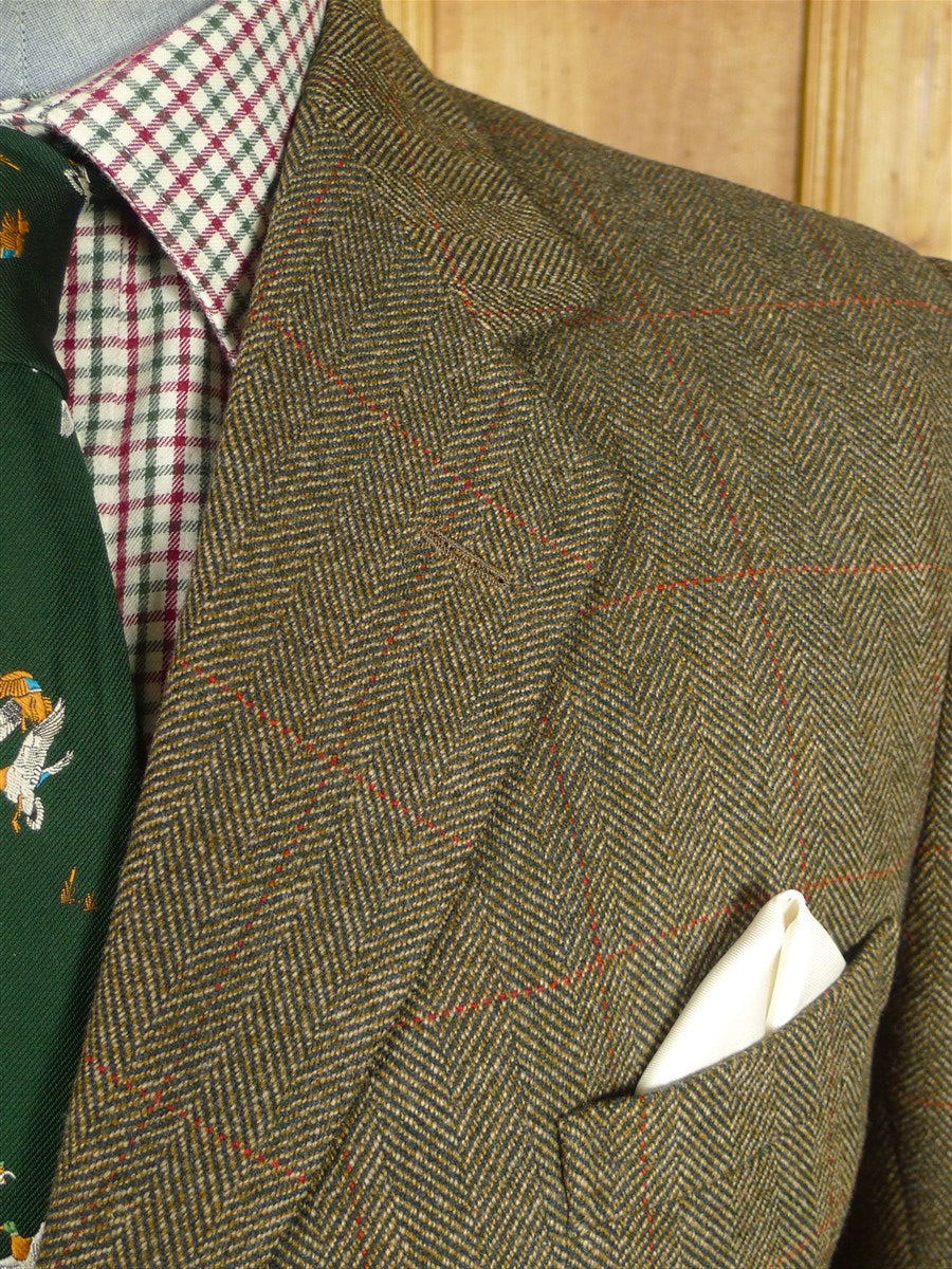 26/0552 vintage 1983 tom brown savile row bespoke brown / red wp check tweed jacket for restoration 41-42 regular