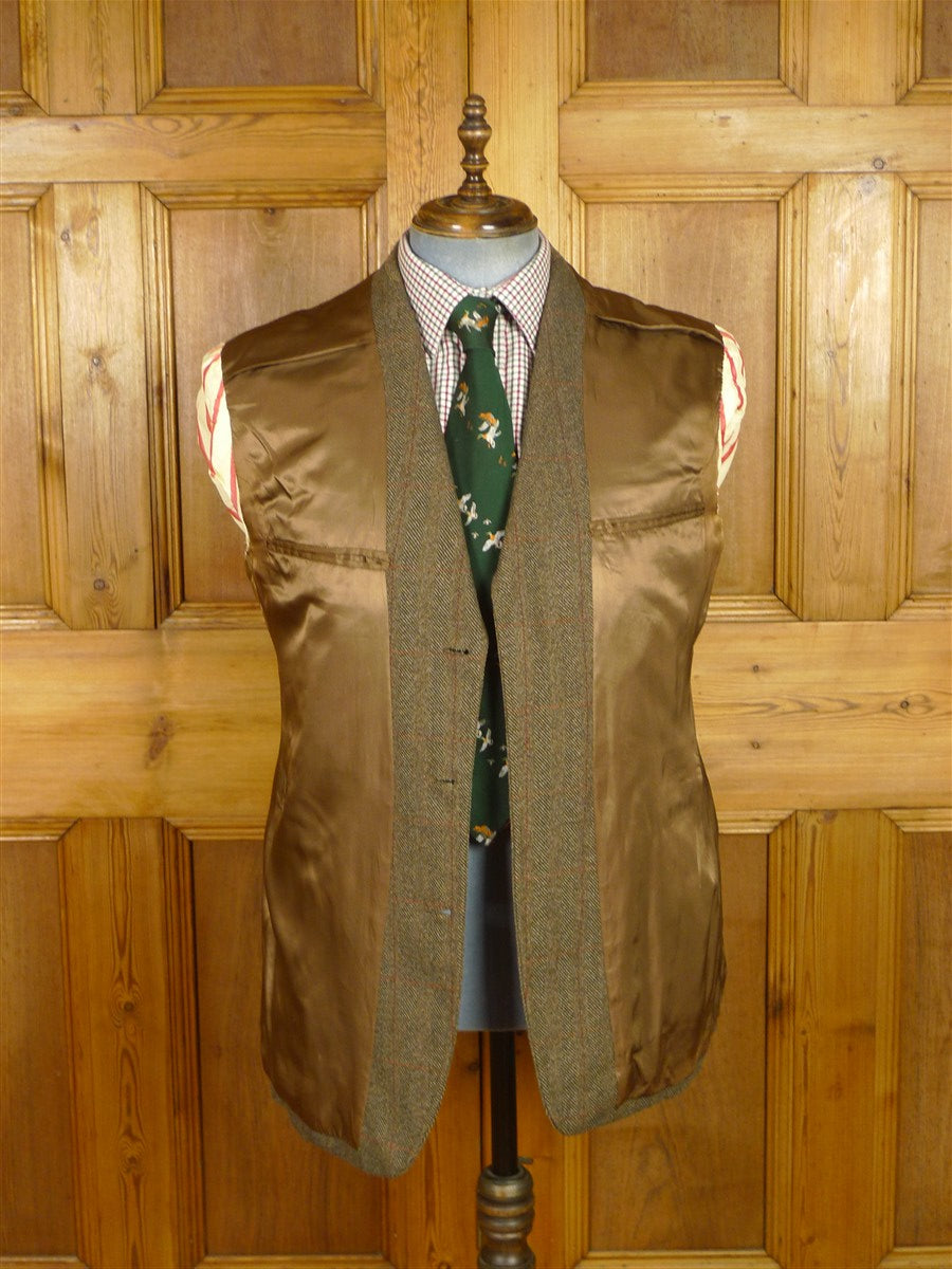 26/0552 vintage 1983 tom brown savile row bespoke brown / red wp check tweed jacket for restoration 41-42 regular