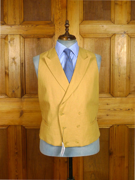 26/0553 new w/ tags hackett london ecru d/b linen morning waistcoat for royal ascot / weddings 46 long