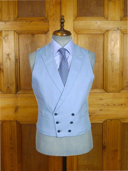 26/0554 immaculate hackett london baby blue d/b linen morning waistcoat for royal ascot / weddings 40 regular