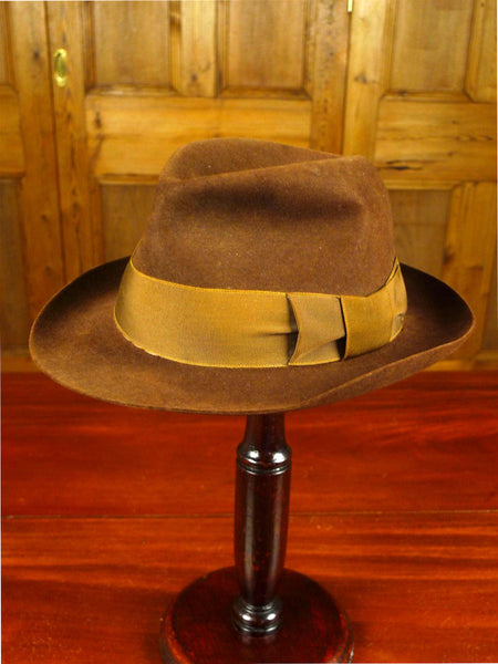 26/0559 vintage herbert johnson burlington st brown fur felt trilby hat 57 cms
