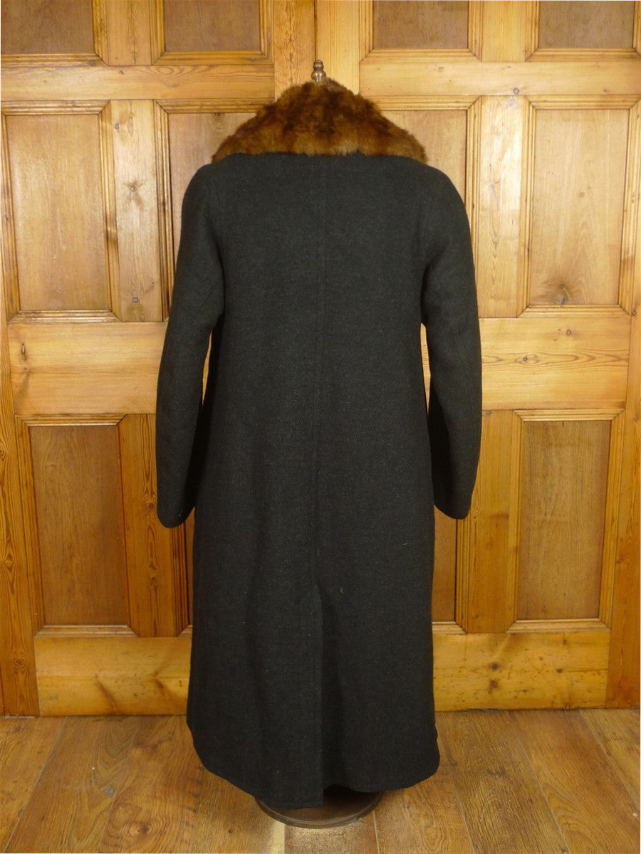 26/1090 amazing 1900s antique very heavy overcoat w/ mink linings & collar 42 (uk shipping only)