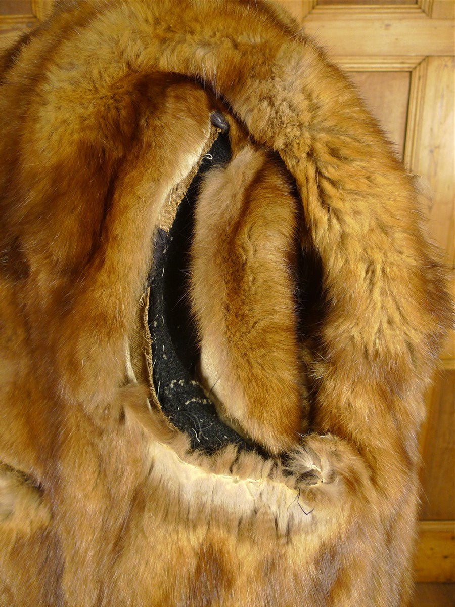 26/1090 amazing 1900s antique very heavy overcoat w/ mink linings & collar 42 (uk shipping only)