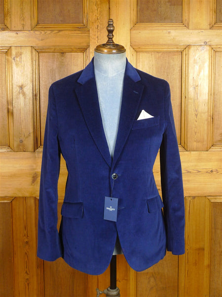 26/0561 new w/ tags hackett london blue shaved velvet dress jacket blazer 39-40 regular