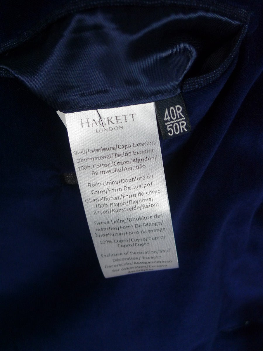 26/0561 new w/ tags hackett london blue shaved velvet dress jacket blazer 39-40 regular
