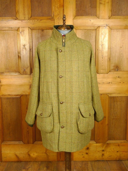 26/0564 immaculate p&j haggart of aberfeldy green wp check tweed shooting jacket field coat w/ all-weather membrane 50-52