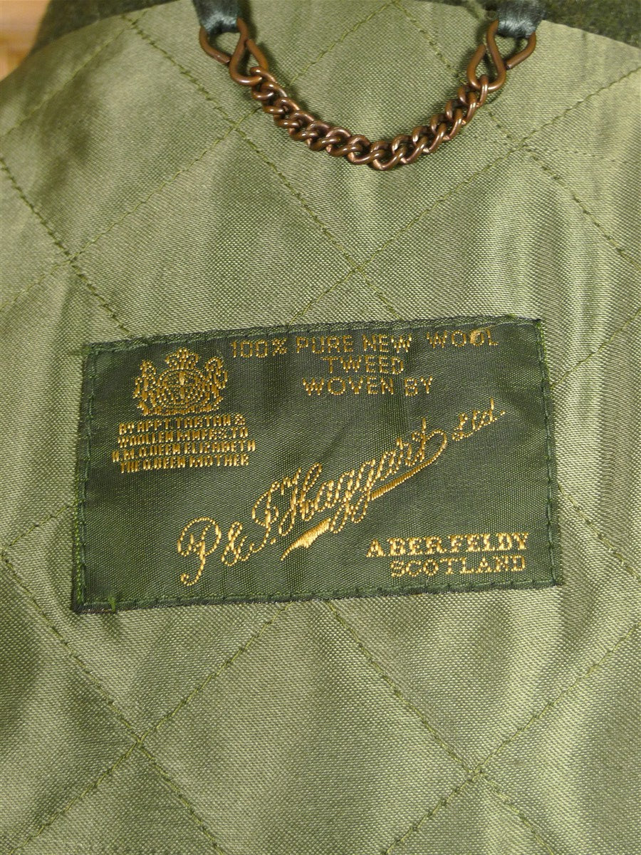 26/0564 immaculate p&j haggart of aberfeldy green wp check tweed shooting jacket field coat w/ all-weather membrane 50-52
