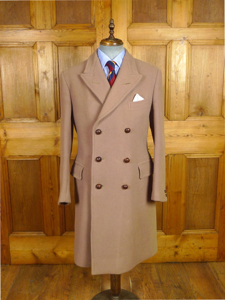 26/0575 fabulous ultra-heavyweight 1950s vintage rogers & co savile row bespoke british warm officers overcoat w/ original leather buttons 40 regular to long