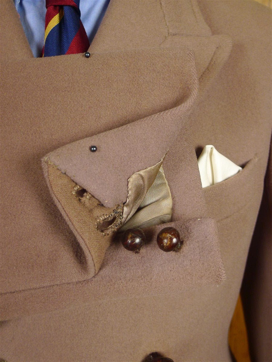 26/0575 fabulous ultra-heavyweight 1950s vintage rogers & co savile row bespoke british warm officers overcoat w/ original leather buttons 40 regular to long