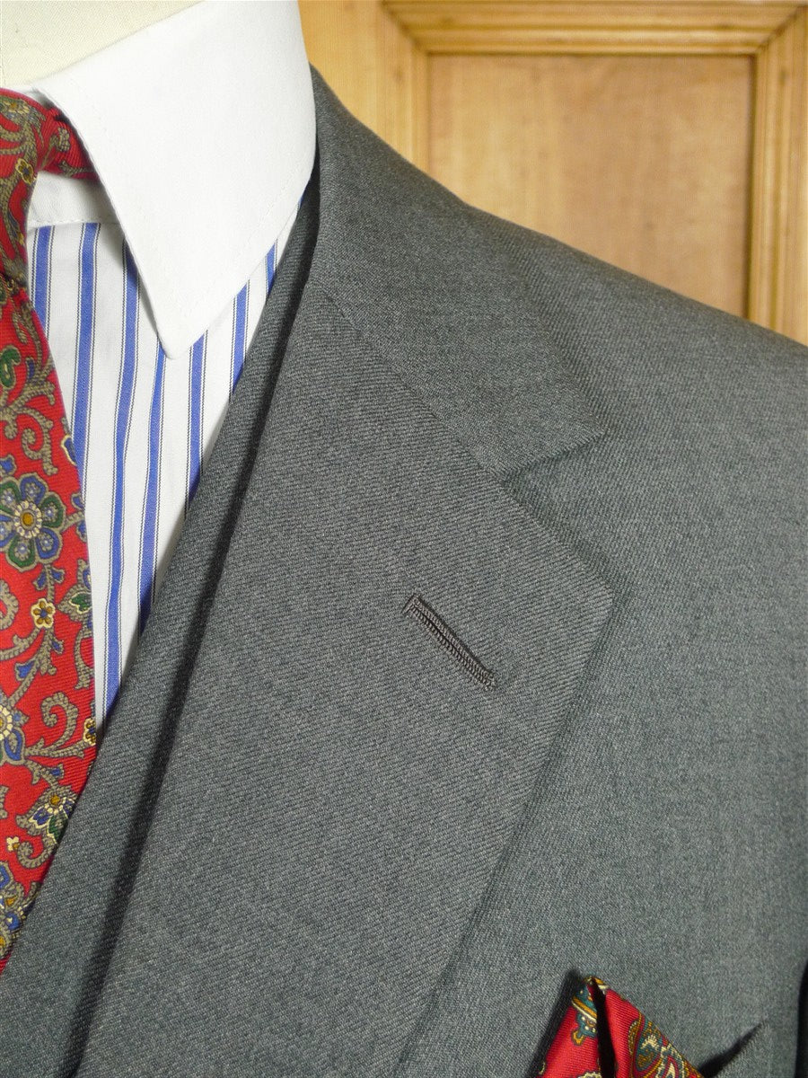 26/0579 vintage 1986 dege & sons savile row bespoke grey worsted flannel 3-piece suit 38 regular