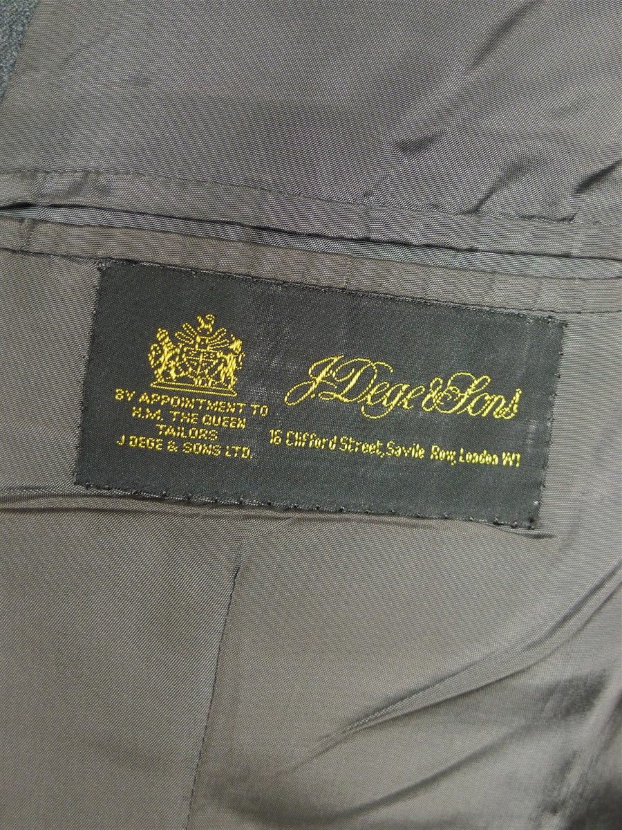 26/0579 vintage 1986 dege & sons savile row bespoke grey worsted flannel 3-piece suit 38 regular