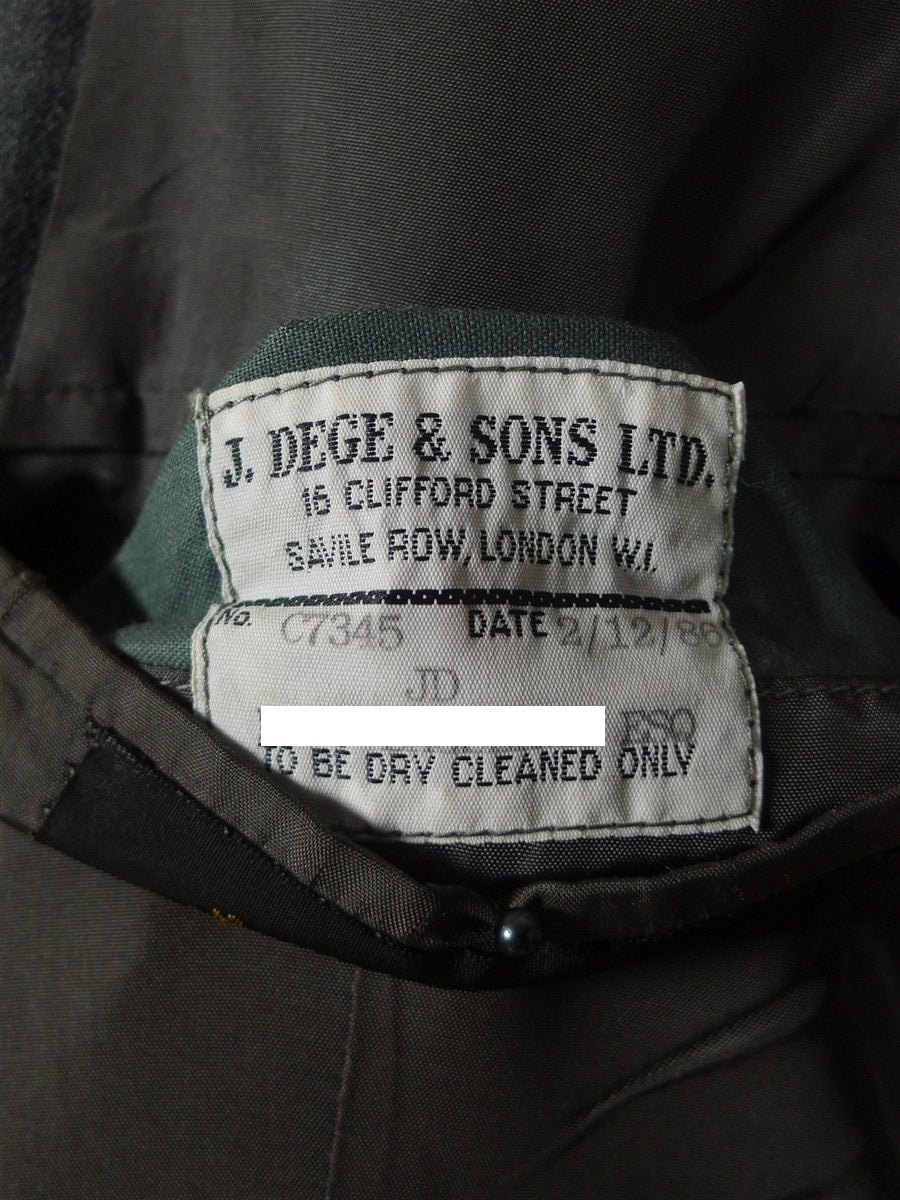 26/0579 vintage 1986 dege & sons savile row bespoke grey worsted flannel 3-piece suit 38 regular