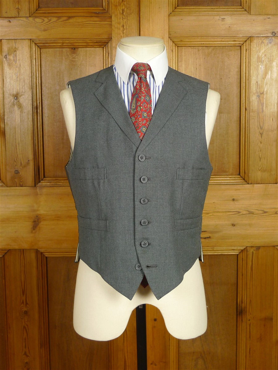 26/0579 vintage 1986 dege & sons savile row bespoke grey worsted flannel 3-piece suit 38 regular