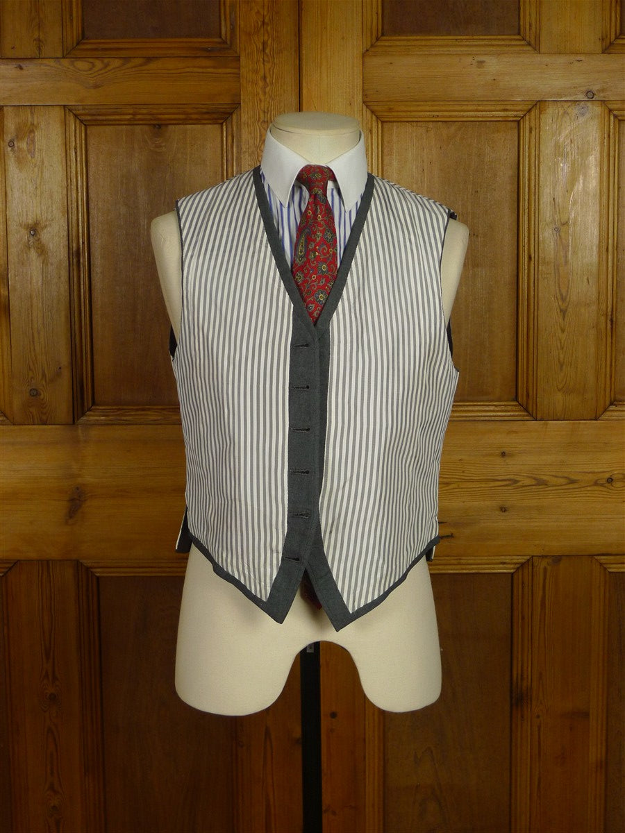 26/0579 vintage 1986 dege & sons savile row bespoke grey worsted flannel 3-piece suit 38 regular