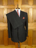 26/0577 vintage heavyweight 1984 tom brown savile row bespoke black rope-stripe worsted suit 42-43 regular