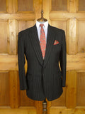 26/0577 vintage heavyweight 1984 tom brown savile row bespoke black rope-stripe worsted suit 42-43 regular