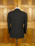 26/0577 vintage heavyweight 1984 tom brown savile row bespoke black rope-stripe worsted suit 42-43 regular