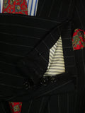 26/0577 vintage heavyweight 1984 tom brown savile row bespoke black rope-stripe worsted suit 42-43 regular