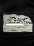 26/0577 vintage heavyweight 1984 tom brown savile row bespoke black rope-stripe worsted suit 42-43 regular