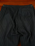 26/0577 vintage heavyweight 1984 tom brown savile row bespoke black rope-stripe worsted suit 42-43 regular