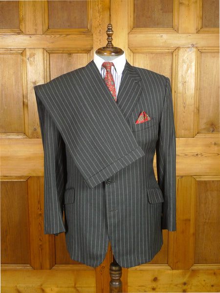 26/0578 vintage heavyweight 1986 tom brown savile row bespoke grey pin-stripe worsted suit 43-44 regular